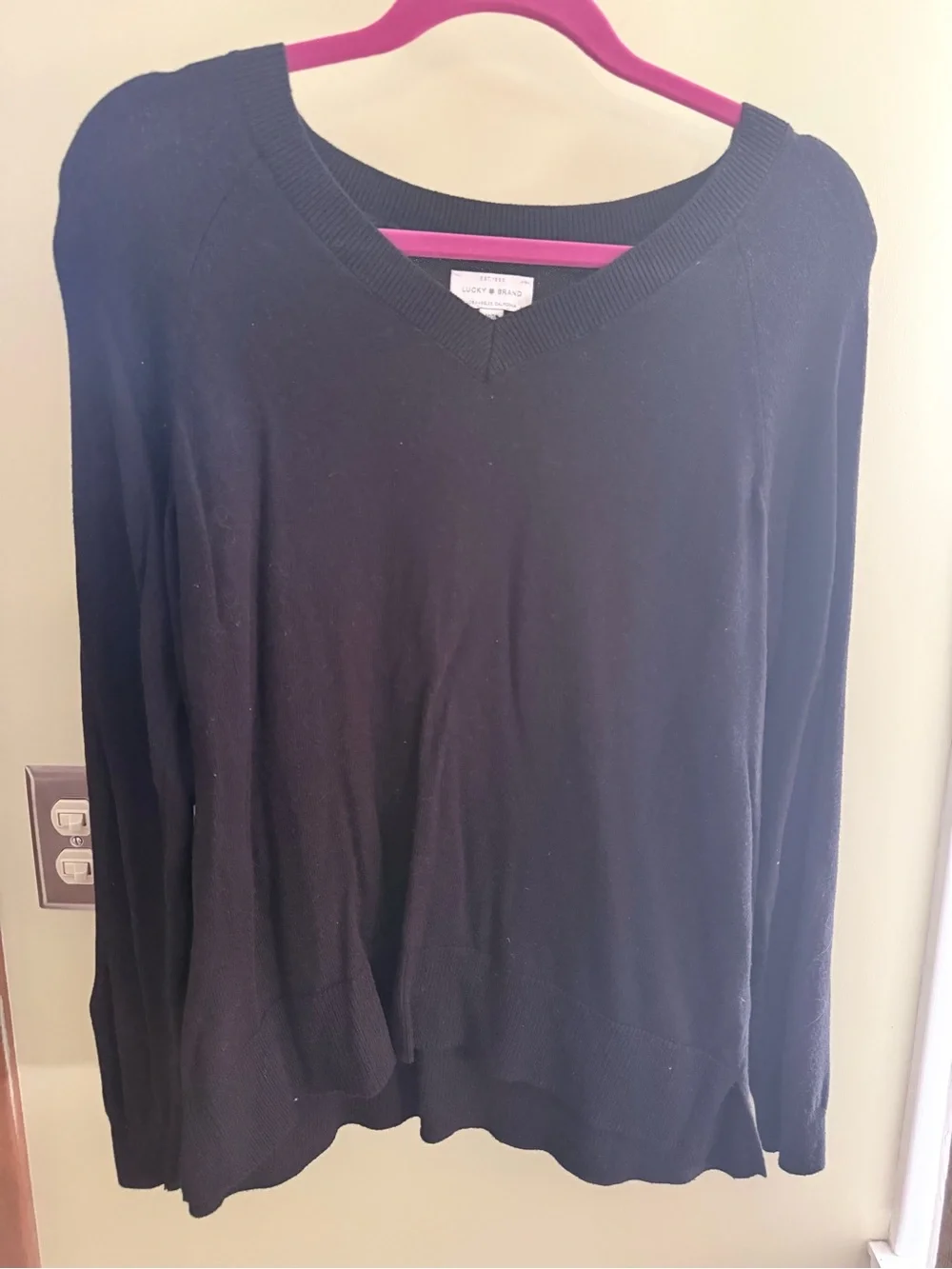 Lucky Brand Black V-Neck Knit Sweater